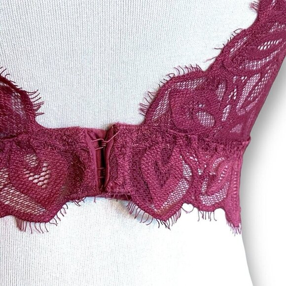 Victorias Secret XS Bralette Plum Lace Date Night Push Up Underwire Bra Padded - Picture 6 of 8